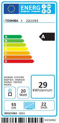Energie-Label Toshiba 22l1333g (22", LED, Full HD)