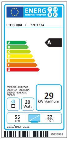 Energie-Label Toshiba 22d1334g (22", LED, Full HD)