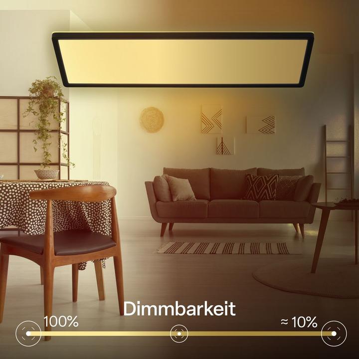 Actual product image B.K.Licht SHALLOW ultraflaches LED Panel, IP44, schwarz, 580x200 (3000 lm)