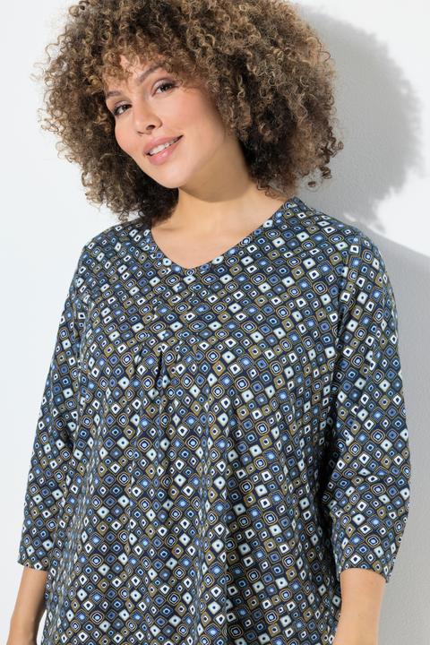 Immagine prodotto Ulla Popken Maglia dal taglio svasato con stampa animalier, scollo a V e maniche a 3/4 (54)