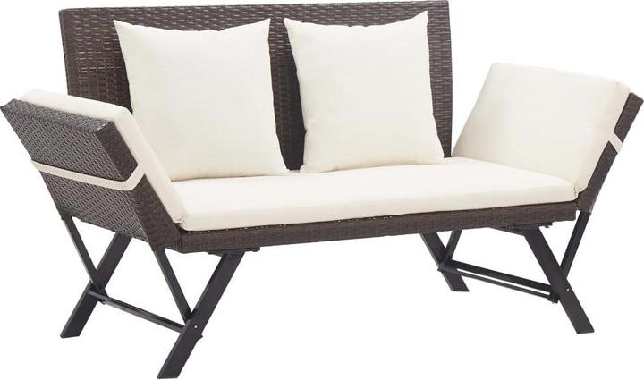 Brown rattan + creamy white cushions