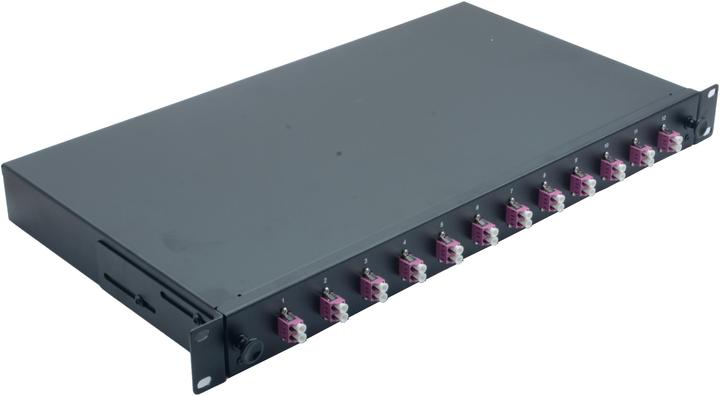 Helos LWL 19" Spleissbox 12 x LC Duplex OM4, spleissfertig, schwarz