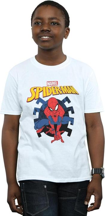 Actual product image Boys Spider-Man Web Shooting Emblem Logo T-Shirt (140, 146)