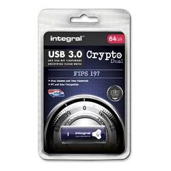 Integral Cle Usb3.0 Crypto Dual Fips (64 GB, USB-A), USB Stick, Blau