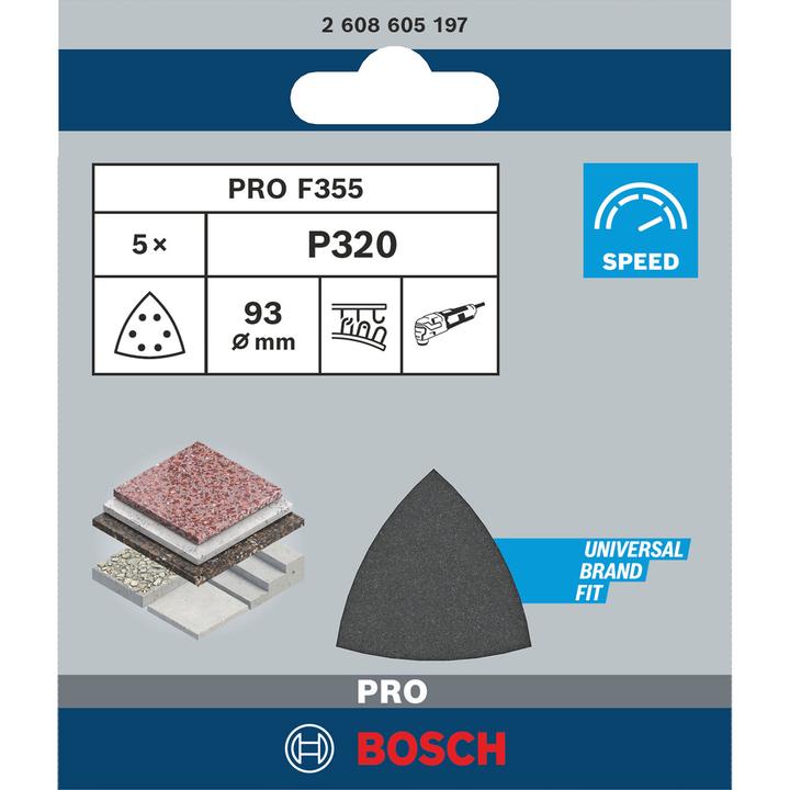 Produktbild Bosch Professional Zubehör PRO F355 Schleifblatt, 93 mm, G320 (320)