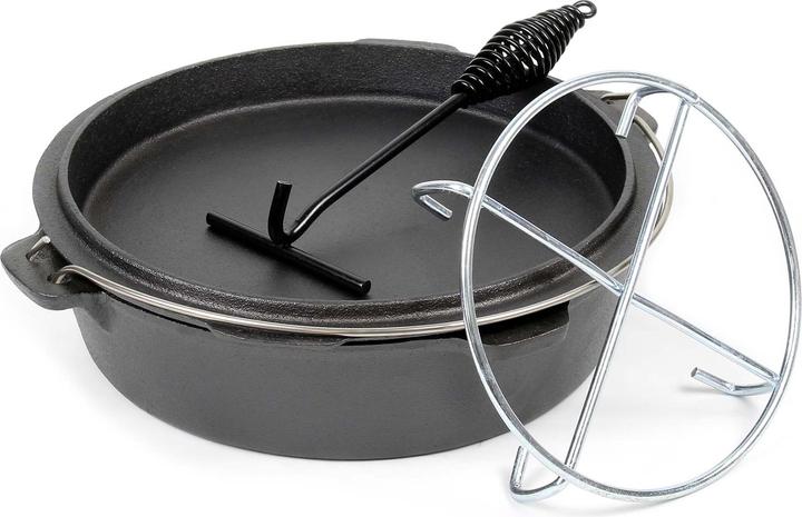 Actual product image Wiltec Dutch Oven 6l with Feet and Lid Lifter, Cast Iron Pot for Campfire Bonfire Camping BBQ Cookware