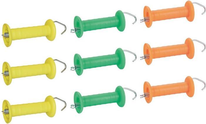 AKO 9x Trend-Torgriffe mit Zugfeder, je 3x gelb / grün / orange