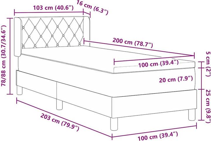 Produktbild vidaXL Boxspringbett (100 x 200 cm)