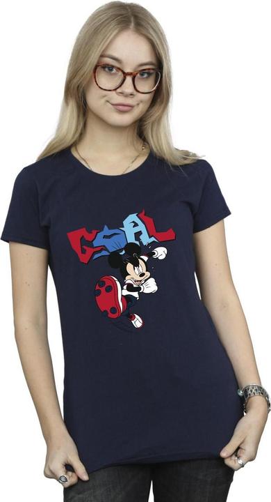 Actual product image Disney Womens/Ladies Mickey Mouse Goal Striker Pose Cotton T-Shirt (L)