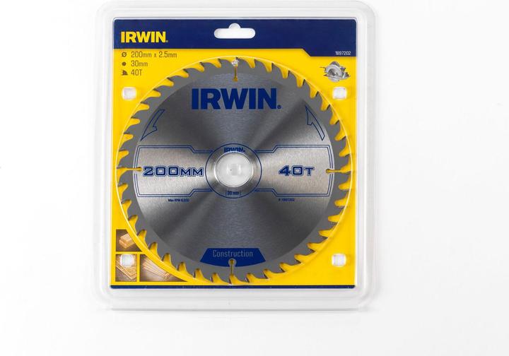 Produktbild Irwin IRW1897202 200 x 30 mm, 40 Zähne Kreissägeblatt mit ATB Zahn Mahlgrössen