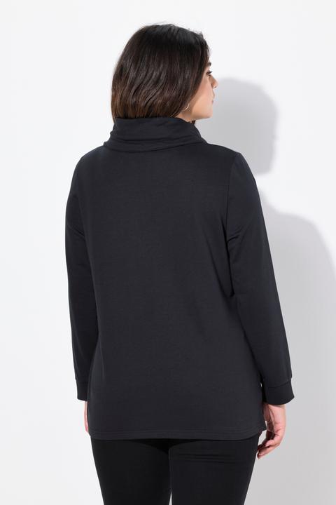 Image du produit Ulla Popken Sweat-shirt col montant et manches longues. Imprimé « salut ». (42, 44)