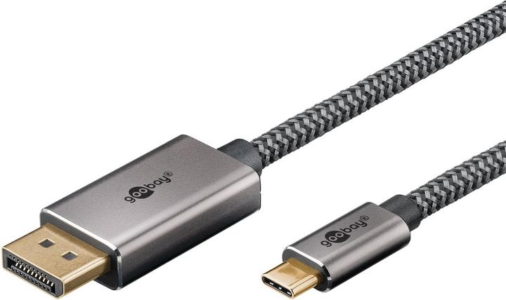 Image du produit Goobay USB-C-auf-DisplayPort-Textilkabel 4K @ 60 Hz, 2 m, schwarzsilber (2 m)