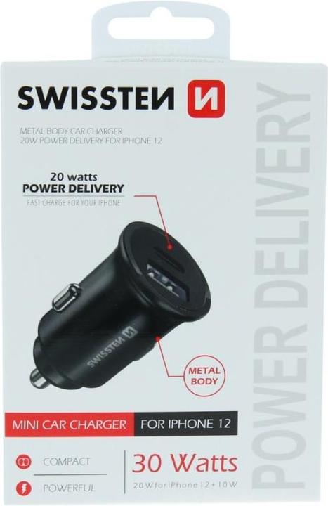 Immagine prodotto Swissten Caricatore da auto USB Power Delivery 20W iPhone 12