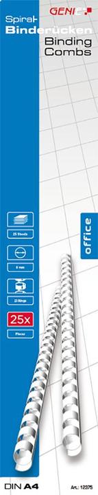 Genie 12375 Plastikbinderücken (DIN A4 Format geeignet für alle Bindegeräte 6 mm) 25 Stück weiÃƒÂŸ