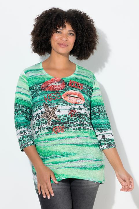 Immagine prodotto Angel of Style T-shirt dal taglio svasato con brillantini e fantasia a righe con leopardato (42)