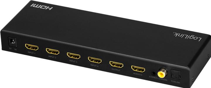 Actual product image LogiLink HDMI switch, 4x1 port, 4K/60 Hz, HDCP, HDR, ARC, Audio Extract, RC
