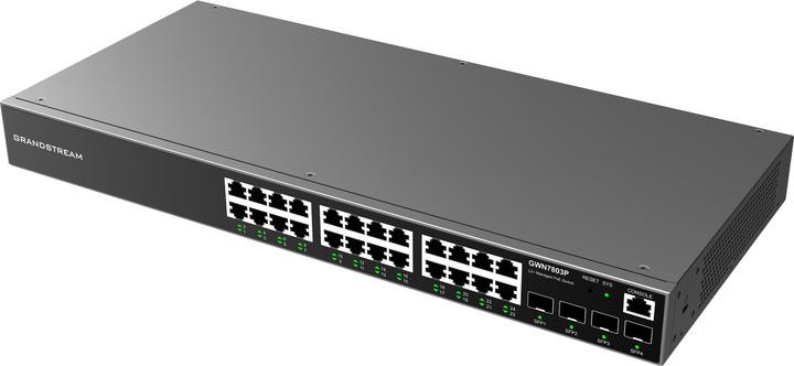 Actual product image Grandstream GWN7803P, Managed Switch, 24x Gigabit ports, 4x SFP, 24x PoE, L2 layer (24 ports)