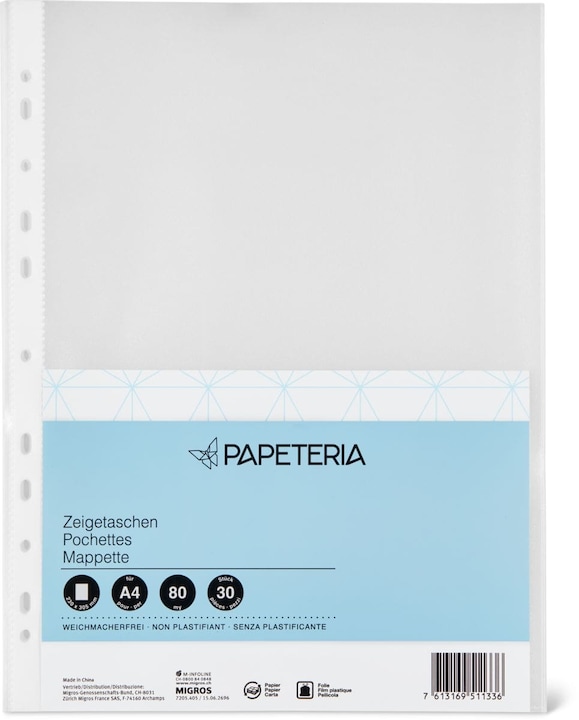 Image du produit Papeteria Pochettes A4 80my (A4, 30 x)
