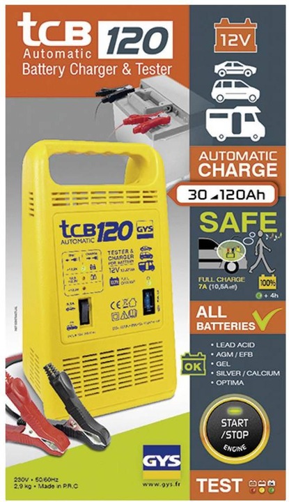 Immagine prodotto GYS Caricabatterie TCB 120 automatico (12V, 10.50 A)
