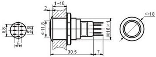 Produktbild Velleman Round Metal Push Button Spdt 1No 1Nc Blue Ring