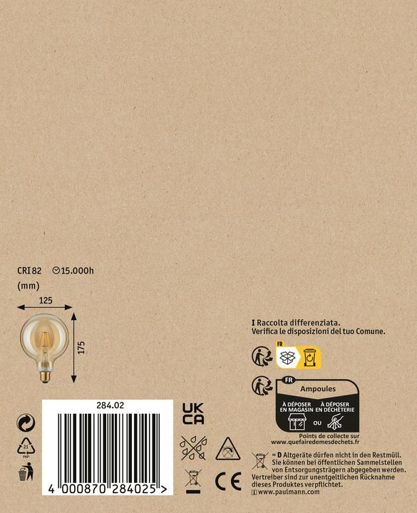 Actual product image Paulmann 1879 Filament Globe (E27, 4 W, 250 lm, 1 x)