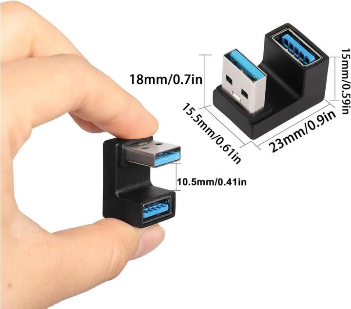 Produktbild PowerGuard USB-A zu USB-A 180 Grad Winkel U-Form nach unten Adapter (male/female) (USB 3.1)