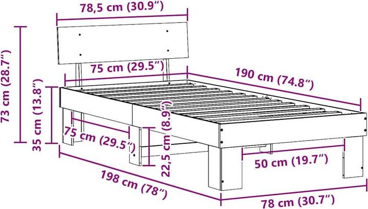 Produktbild vidaXL Moderner Bettrahmen (75 x 190 cm)
