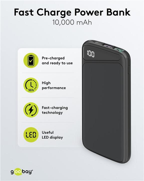 Produktbild Goobay Schnelllade-Powerbank (10000 mAh, 22.50 W, 37 Wh)