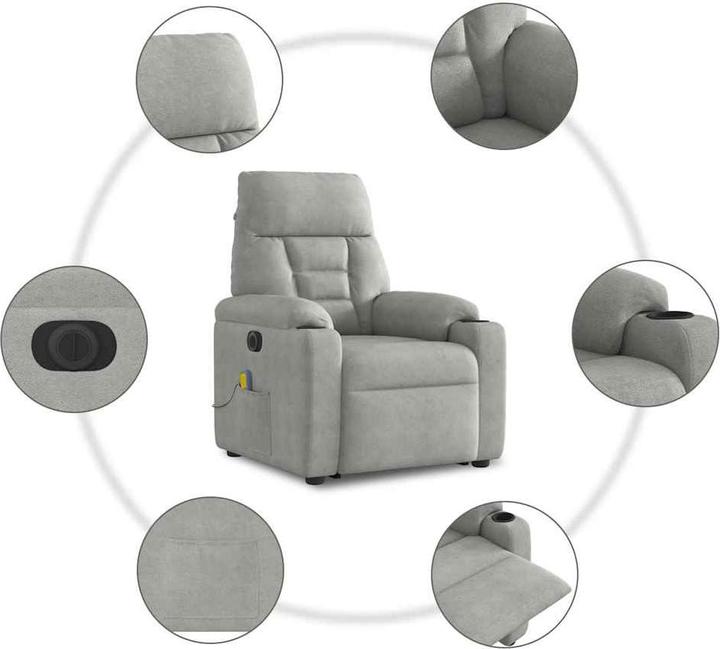 Produktbild vidaXL Relaxsessel Aufstehhilfe Elektrisch Hellgrau Mikrofasergewebe