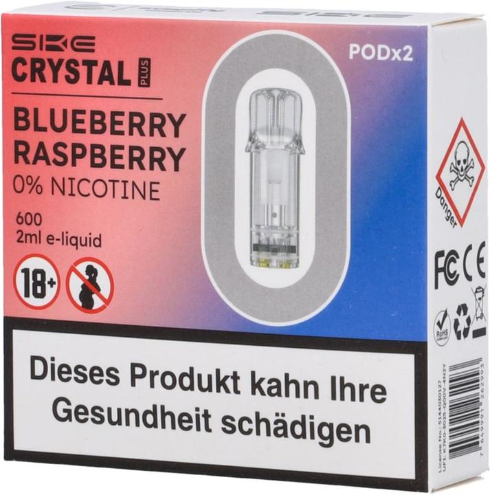 Produktbild SKE Crystal Plus Blueberry Rasperry - E-Pod-Nachfüllung - 2 Stk. à 2 ml (Blaubeere, Himbeere)