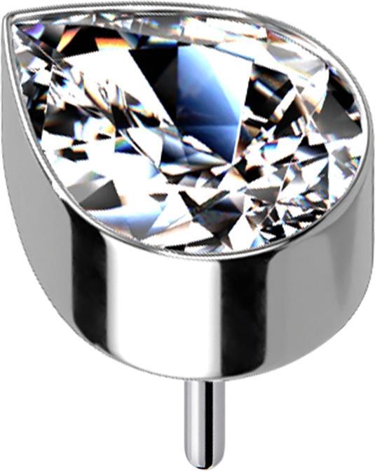 Actual product image Star Piercing Threadless silver with drop crystal silver (without brass, Titanium)