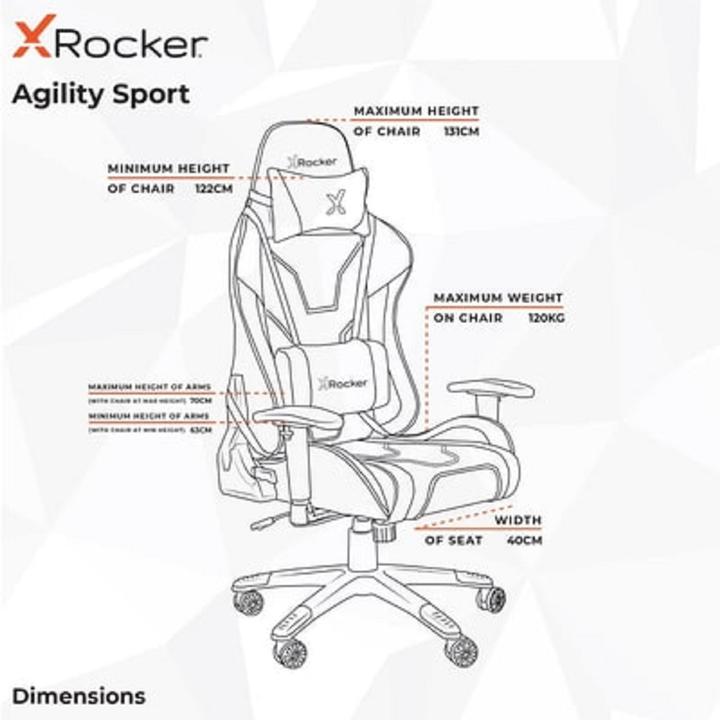 Actual product image X Rocker Chaise de jeu eSport Agility Sport avec ajustement ergonomique Noire Carbone