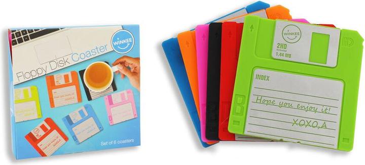 Produktbild Winkee Coaster - Floppy Disc - Six Different Colours (6x, Glasuntersetzer)