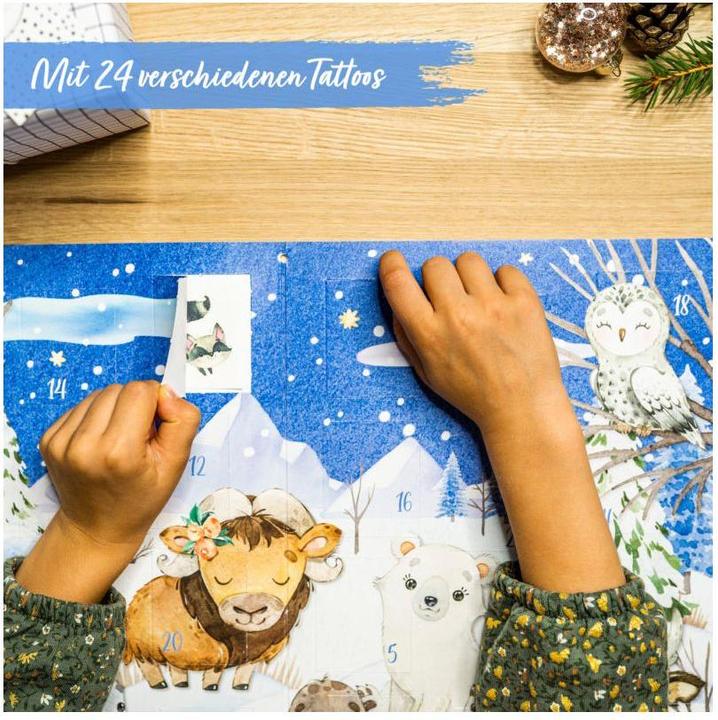 Actual product image Papierdrachen Tattoo Calendar - Winter Animals - Set 3
