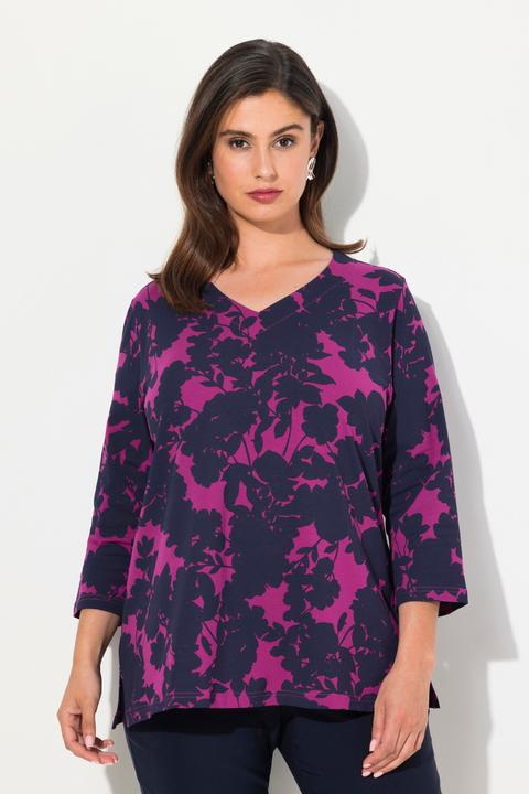 Produktbild Ulla Popken Shirt, Blüten, V-Ausschnitt, 3/4-Arm (46, 48)