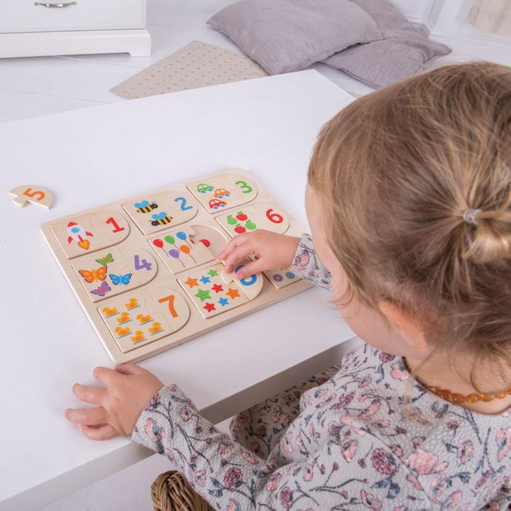 Actual product image Bigjigs Wooden Learning Puzzle Numbers (18 pieces)