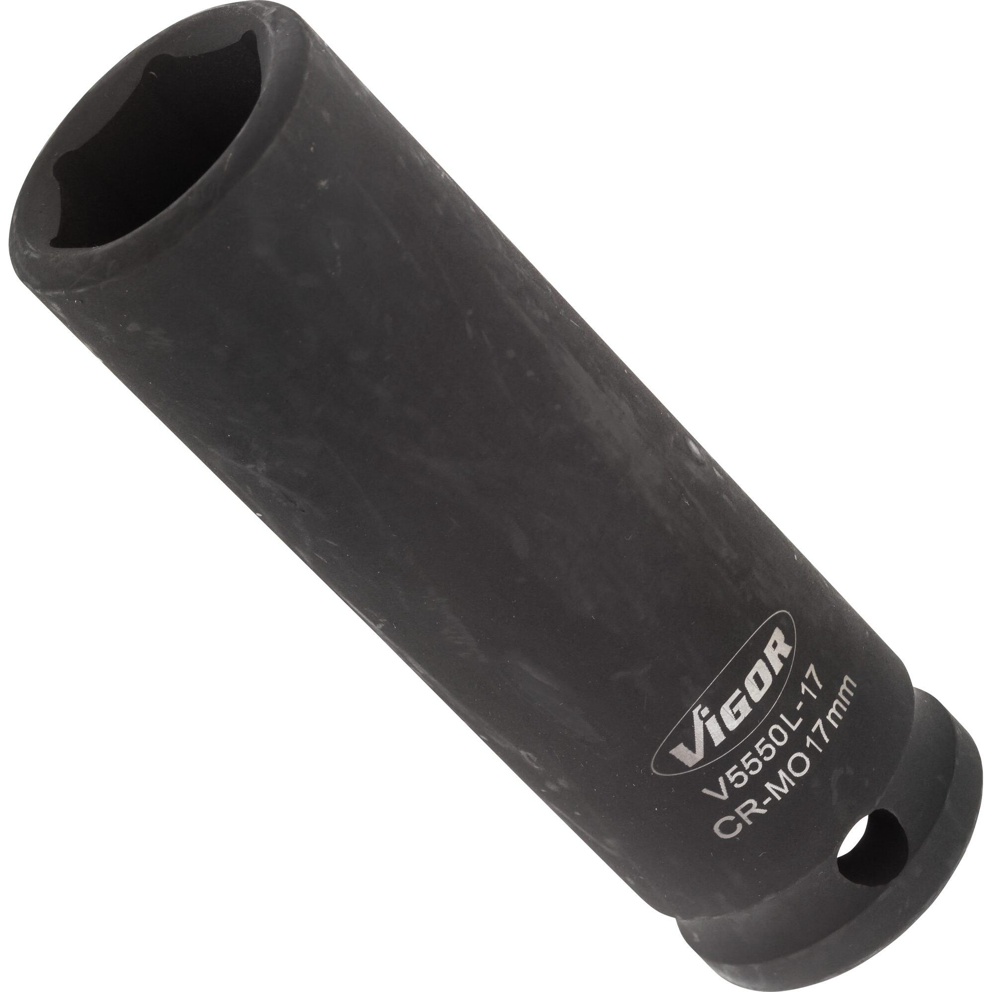 Vigor, Steckschlüssel + Stecknuss, Kraftsteckschlüssel lang 1/2" SW 17 (17 mm)