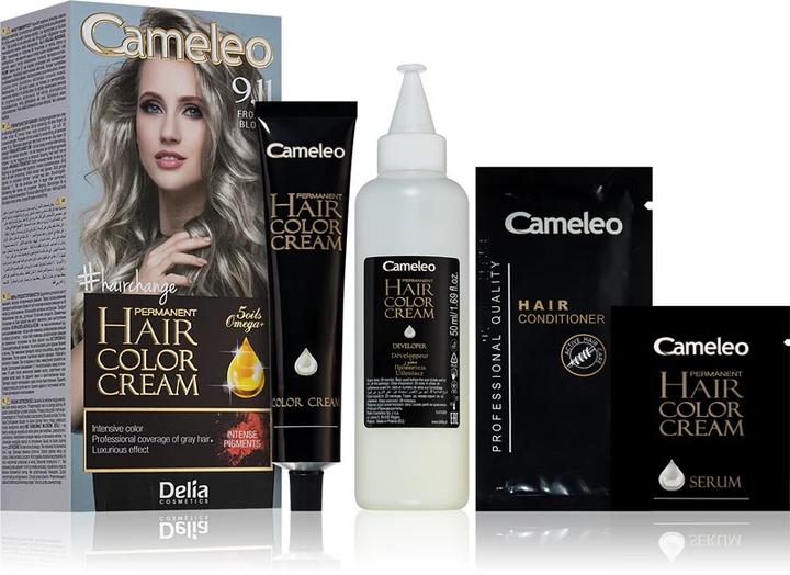 Produktbild Delia Cosmetics Cameleo Permanent Hair Colour Cream Frozen Blonde Intensive Farbe & Schutz 5 Öle + Omega Plus A (9.11 Frozen Blonde)