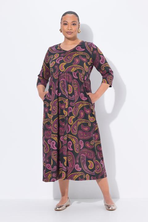 Produktbild Ulla Popken Jersey-Maxikleid, A-Linie, V-Ausschnitt, 3/4-Arm (68)