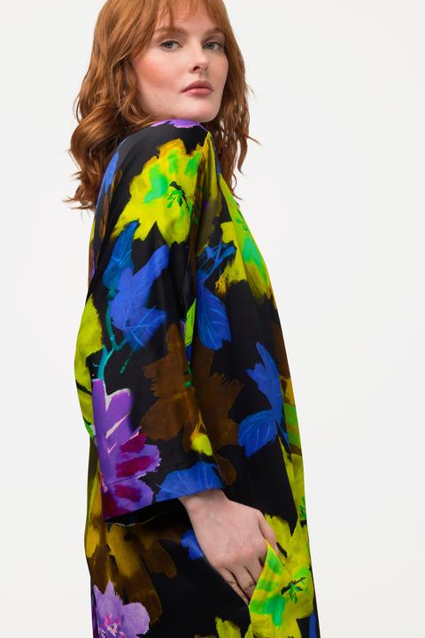 Image du produit Ulla Popken Robe midi à col V et manches courtes. Motif floral. (50, 52)
