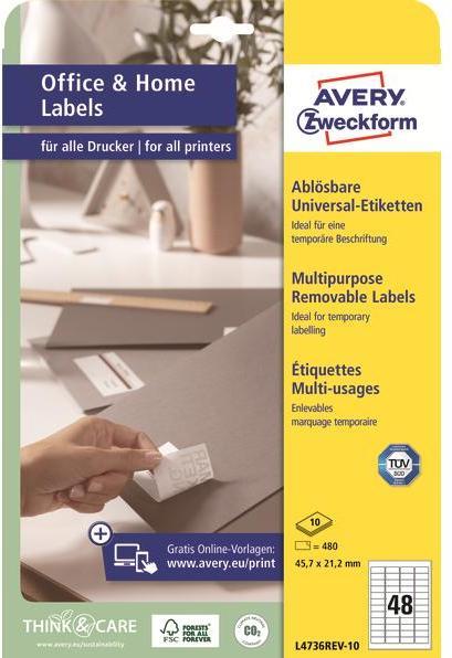 Produktbild Avery Etiketten, ablösbar, Home Office, Kleinpackung