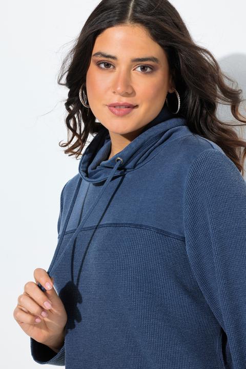 Image du produit Ulla Popken Sweat-shirt col montant et manches longues, piqué texture gaufrée (50, 52)
