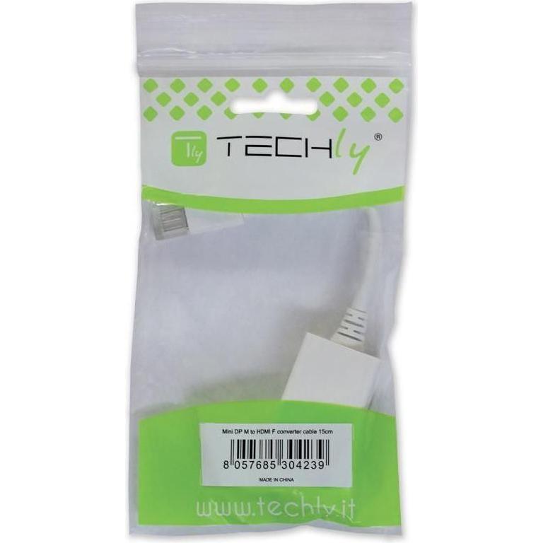 Thumbnail - Techly Adapter MiniDP auf (HDMI, 15 cm), Data + Video Adapter, Weiss