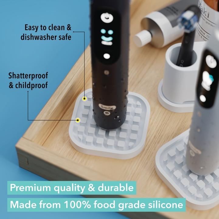 Produktbild Qikfresh Zahnbürsten Untersetzer Grau 2er Set (Zahnbürstenhalter)