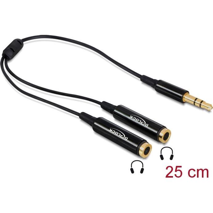 Delock 3.5mm – 2x 3.5mm (0.25 m, 3.5mm Klinke (AUX)), Audio Kabel