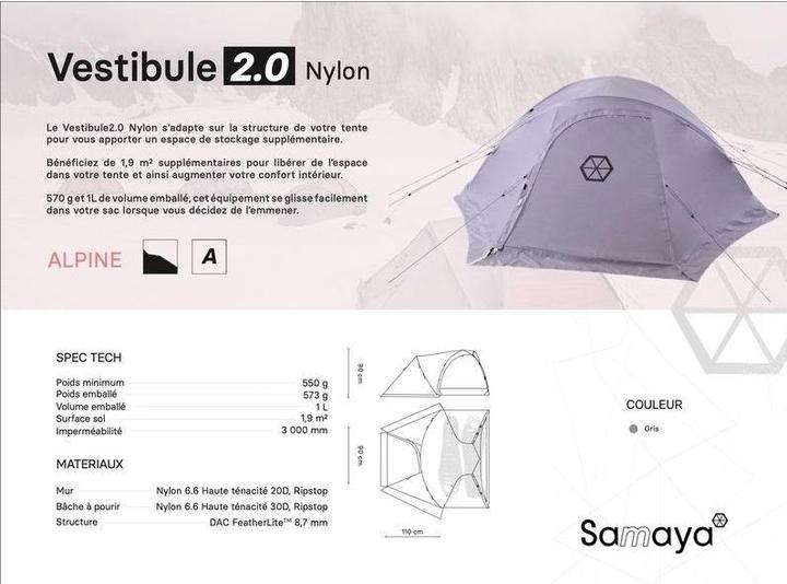 Produktbild Samaya Vestibule2.0 Nylon (Tunnelzelt, 0.55 kg, 2 Personen)