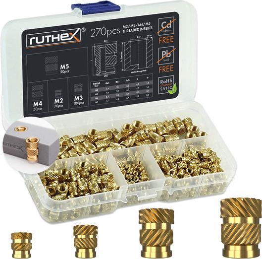 Ruthex RX KASTEN - 3D Druck Gewindeeinsätze M2 M3 M4 M5 270 Stück