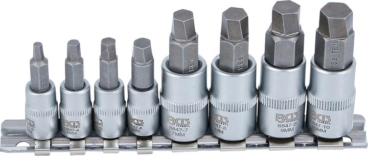 BGS Jeu d'extracteurs de vis | 6,3 mm (1/4") / 10 mm (3/8") | pour six pans creux 3 -10 mm | 8 pièces