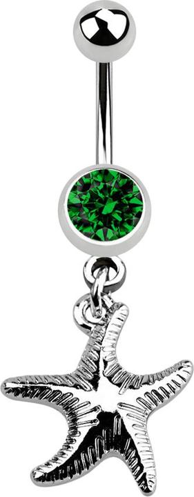 Produktbild Star Piercing Banane silber mit Anhänger Seestern grün (ohne Messing, Chirurgenstahl 316L)