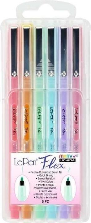 Produktbild Uchida MARVY Pinselspitzenstifte Le Pen Flex Pastell, 6 Farben (Mehrfarbig, 6 x)